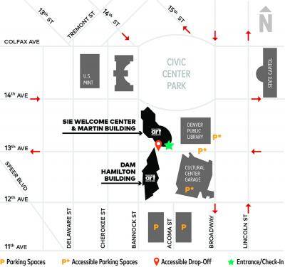 Infographic of the museum's location in downtown Denver