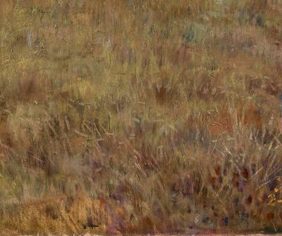 Close-up view of painted blades of grass