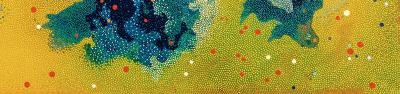 Yellow dots that make up a larger abstract painting