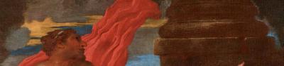 Close-up view of flaming red fabric blowing in the wind