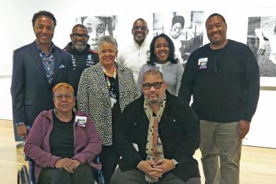 members of the Black Arts Collective pose for a photo in the Dawoud Bey exhibition
