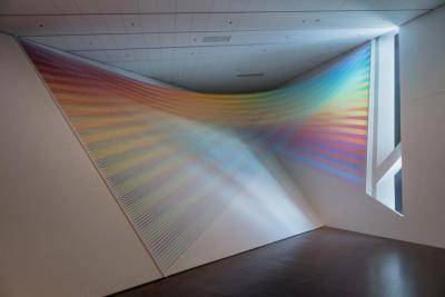 Plexus.jpg Gabriel Dawe, Plexus no. 36, 2016. Gütermann thread, painted wood, and hooks. © Gabriel Dawe