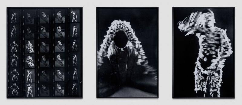 Three-panel silver gelatin prints on contact sheet