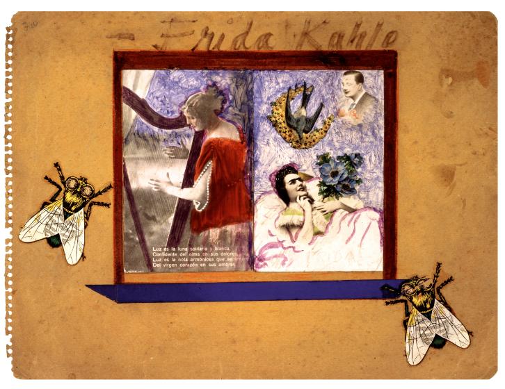 Frida Kahlo, Collage with two Flies, 1953. Collage and watercolor on cardboard.