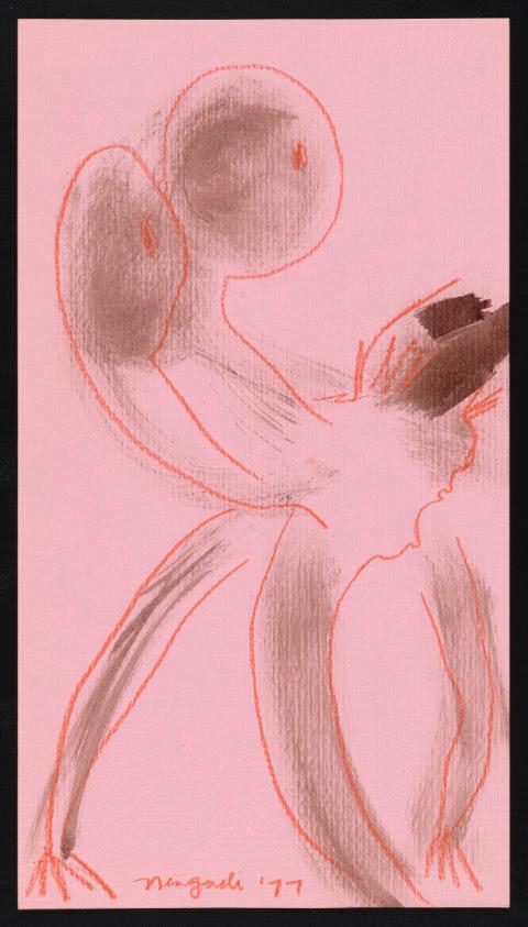 Figural preparatory sketch for Nengudi’s nylon sculptures