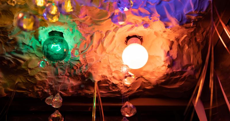 View of creatively-designed light fixtures