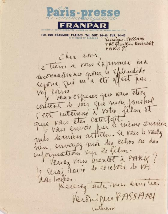 Letter written in French in cursive handwriting.