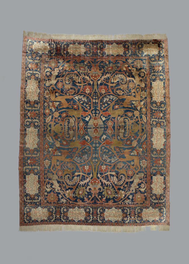 Iranian silk patterned carpet from 1880