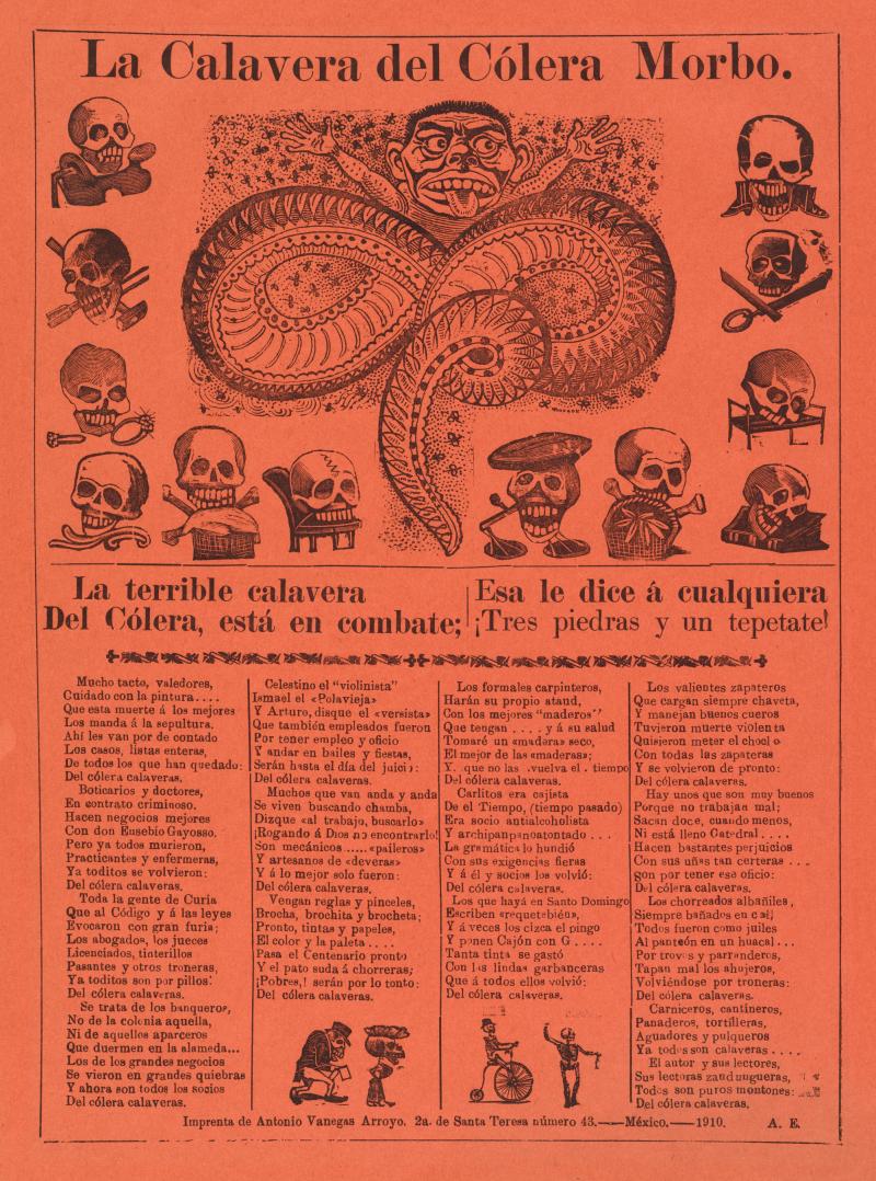 Poster featuring text and drawings, the largest of which is a man with tentacles as a body