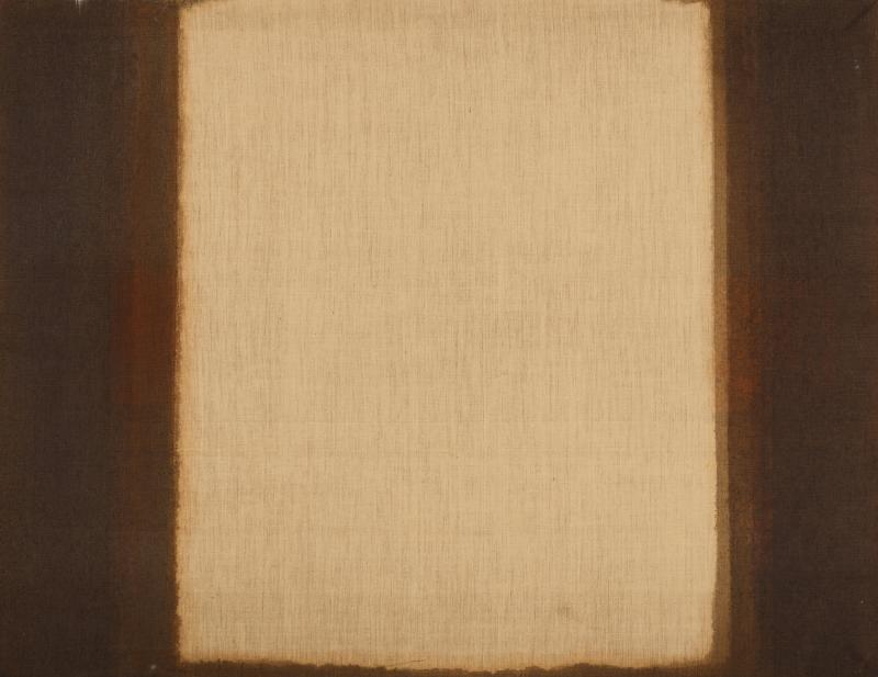 Paneled painting with brown at the edges and tan in the center