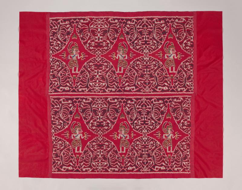 Inodensian red silk pattern overskirt