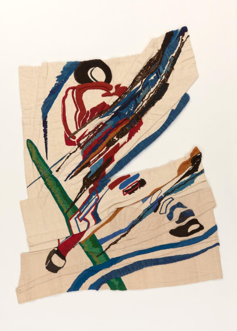 Abstract painted textile artwork