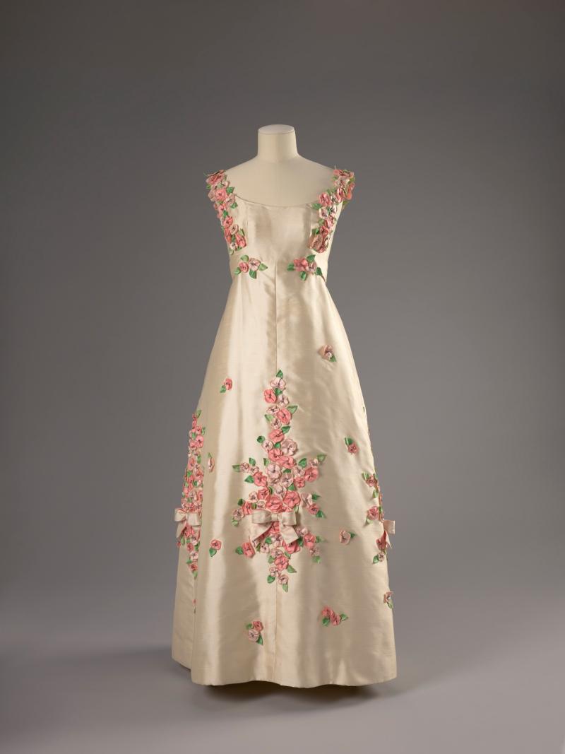 White floral formal gown