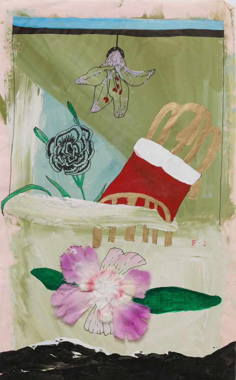 Flowers and a tote bag strewn about