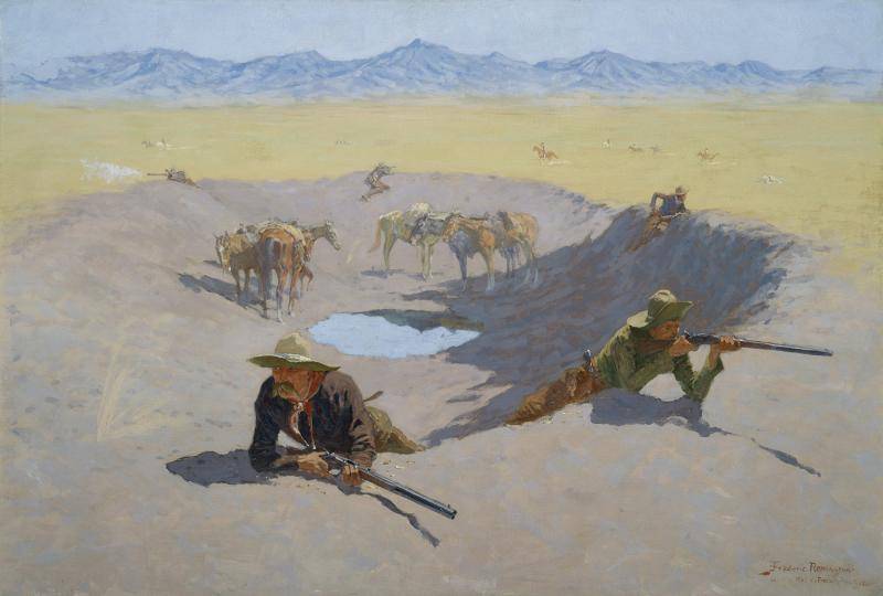 Frederic Remington, Fight for the Waterhole, 1903. Oil on canvas.
