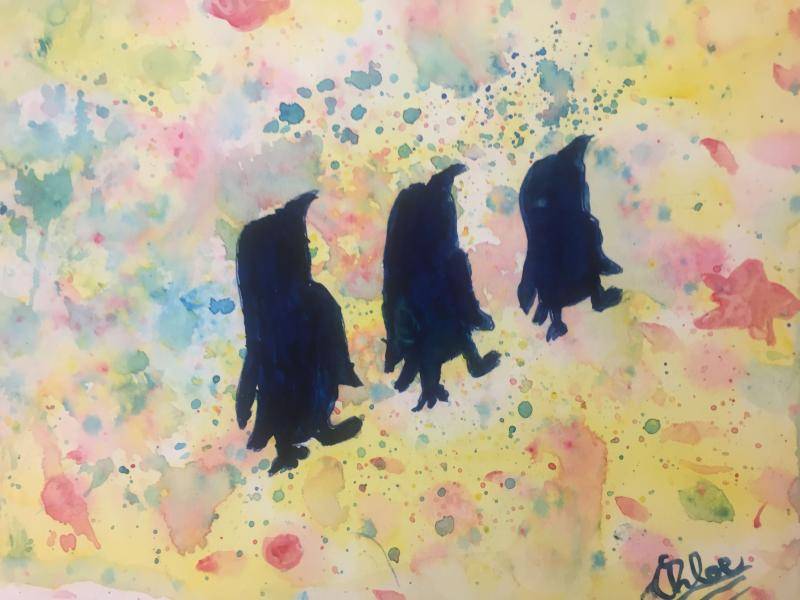 March of the Penguins painting by Chloe Evans age 9