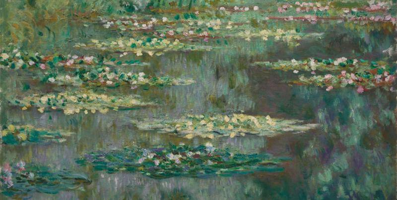 Amazon.com: The Water-Lily Pond 1899 - Claude Monet hand-painted oil painting replica,Green Harmony,Japanese-style wood bridge,exotic,domestic plantings: Handmade