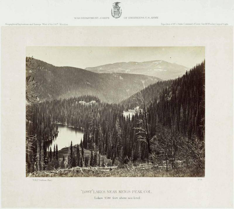 black and white photo of "Lost" Lakes, near Meigs Peak, Col. by Timothy H. O'Sullivan