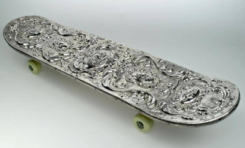 Silver skateboard