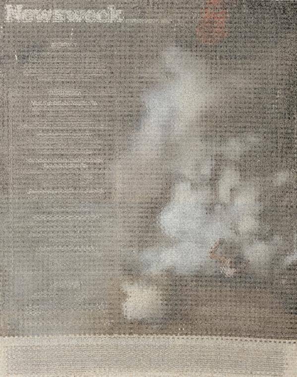 John Sparagana, Untitled, 2011. Sampled magazine pages, fatigued and mixed on paper. Collection of JoAnn Gonzalez Hickey. © John Sparagana