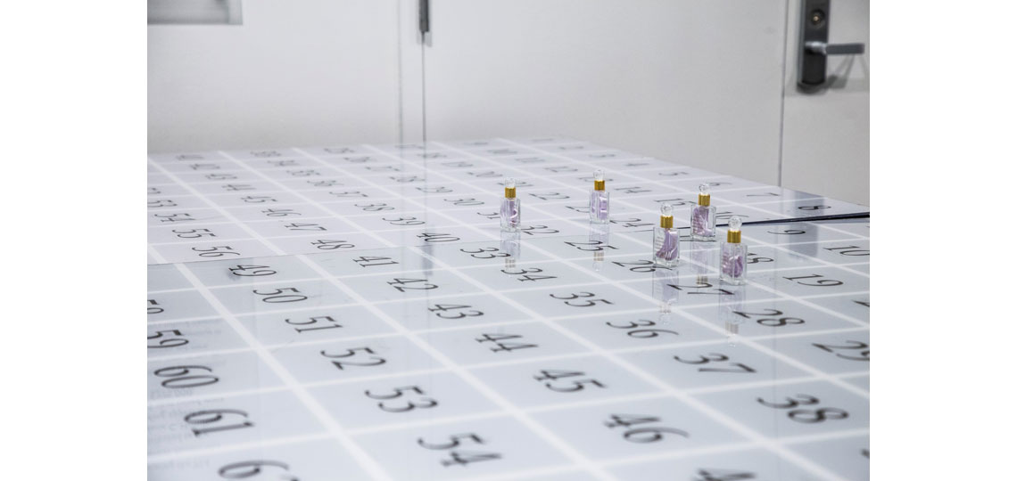 Artwork by Devon Dikeou Whether (2018), a series of 200 bottles created for the occasion.